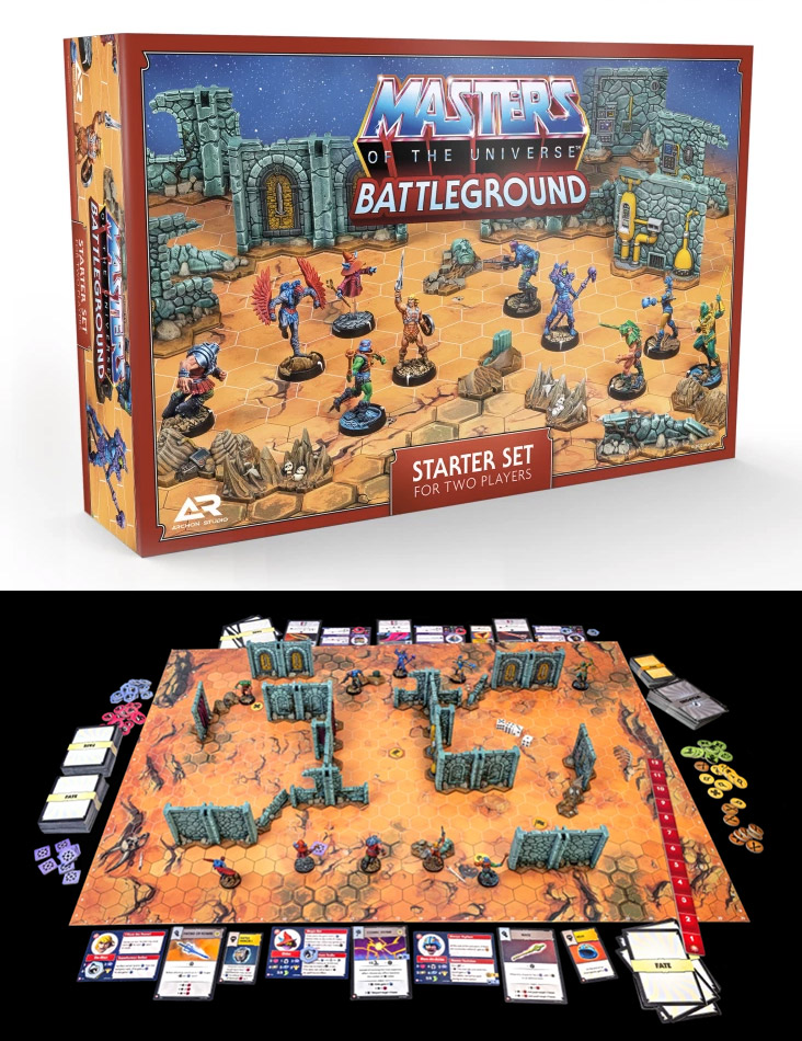 Boxshot und Spielfeld MOTU Battleground